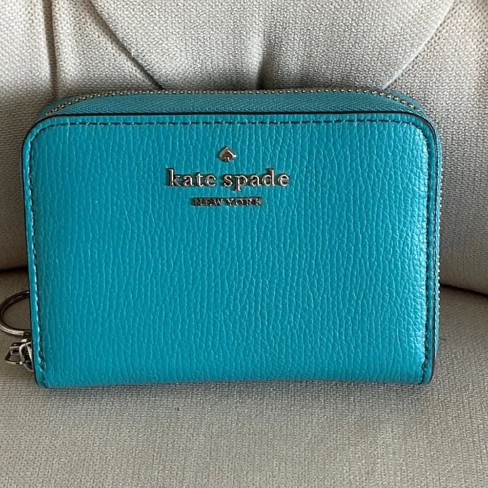 Kate spade teal pebbled leather wallet